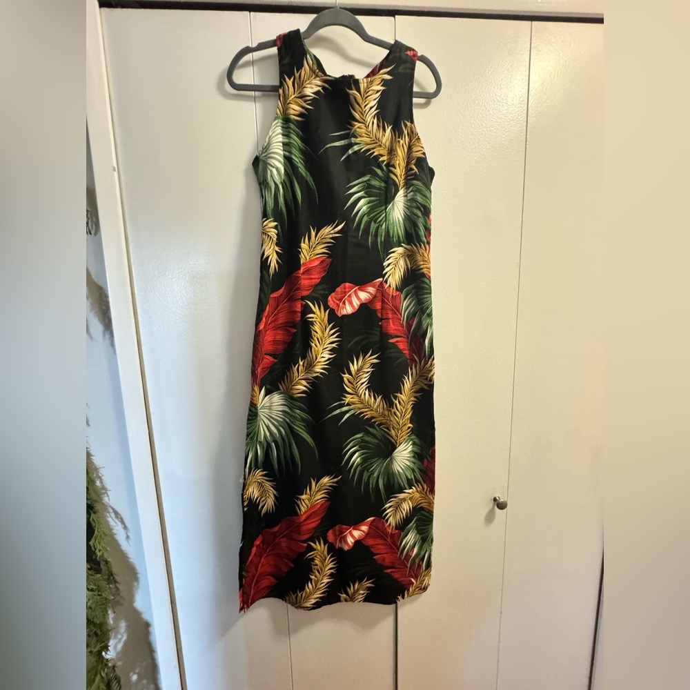 Tropical Palm Leaf Midi Dress